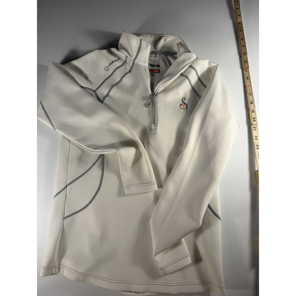 Sunice Women's M Super Lite FX White 1/4 Zip Golf Pullover Performance Top